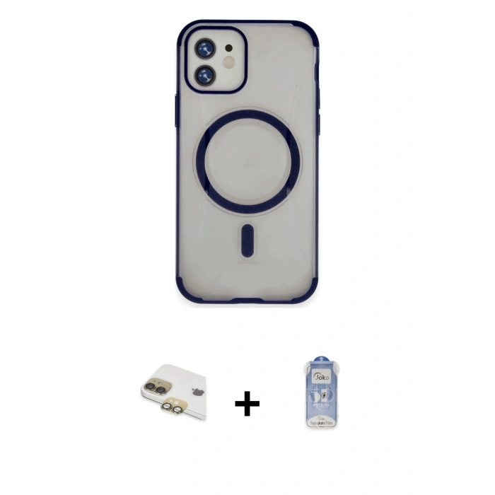 MARSİLYAN™- iPhone 11 Kılıf Eksen Klasik Koleksiyonu - Siyah Joko Magic 5D Cam + Pers Alüminyum Kamera Lens - GD