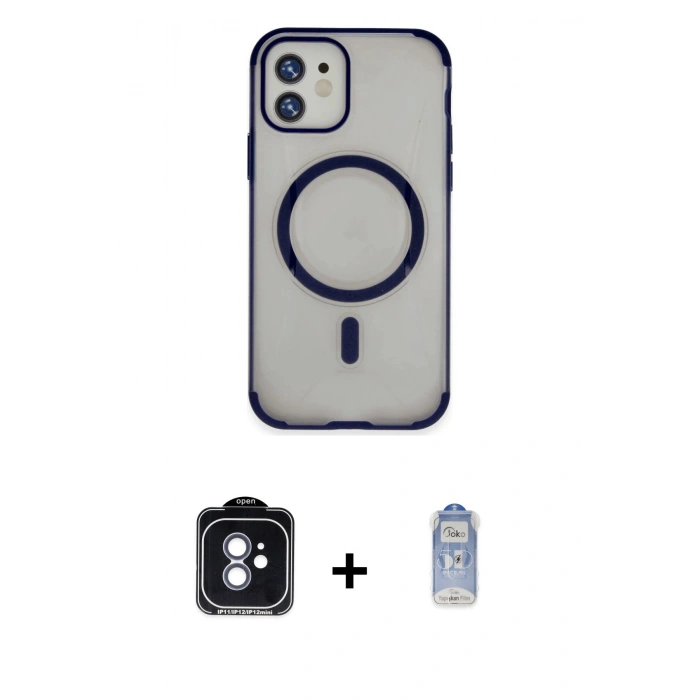 MARSİLYAN™- iPhone 11 Kılıf Eksen Klasik Koleksiyonu - Siyah Joko Magic 5D Cam + PVD Metal Kamera Lens - MI