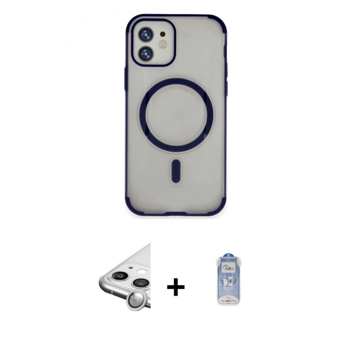 MARSİLYAN™- iPhone 11 Kılıf Eksen Klasik Koleksiyonu - Siyah Joko Magic 5D Cam + Raze Metal Kamera Lens - GS