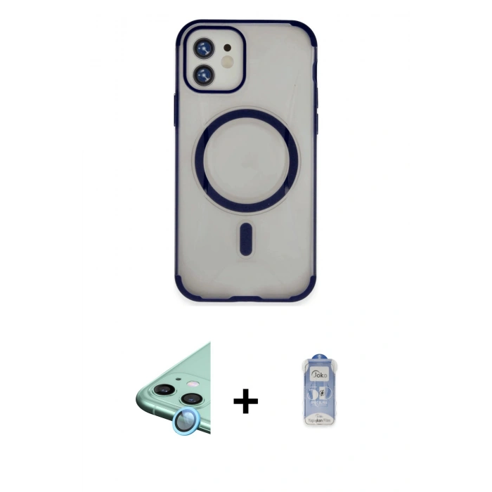MARSİLYAN™- iPhone 11 Kılıf Eksen Klasik Koleksiyonu - Siyah Joko Magic 5D Cam + Raze Metal Kamera Lens - MI