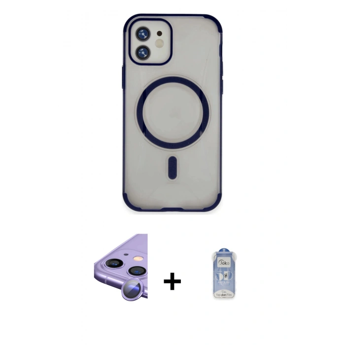 MARSİLYAN™- iPhone 11 Kılıf Eksen Klasik Koleksiyonu - Siyah Joko Magic 5D Cam + Raze Metal Kamera Lens - MR