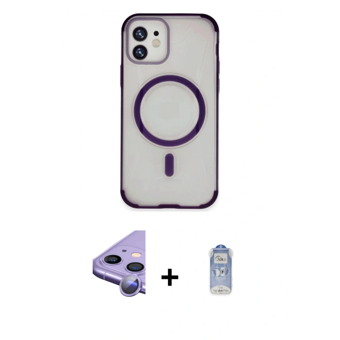 MARSİLYAN™- iPhone 11 Kılıf Eksen Klasik Koleksiyonu - Siyah Joko Magic 5D Cam + Raze Metal Kamera Lens - MR