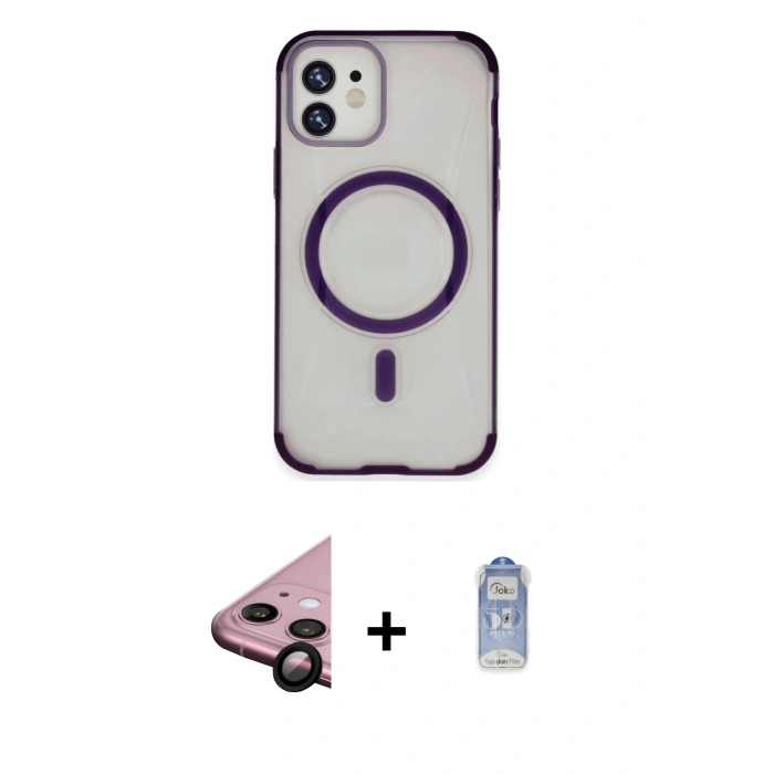 MARSİLYAN™- iPhone 11 Kılıf Eksen Klasik Koleksiyonu - Siyah Joko Magic 5D Cam + Raze Metal Kamera Lens - SH