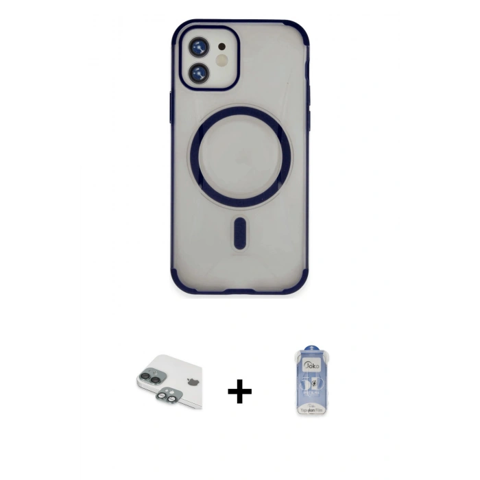 MARSİLYAN™- iPhone 11 Kılıf Eksen Klasik Koleksiyonu - Siyah Joko Magic 5D Cam + Pers Alüminyum Kamera Lens - YL