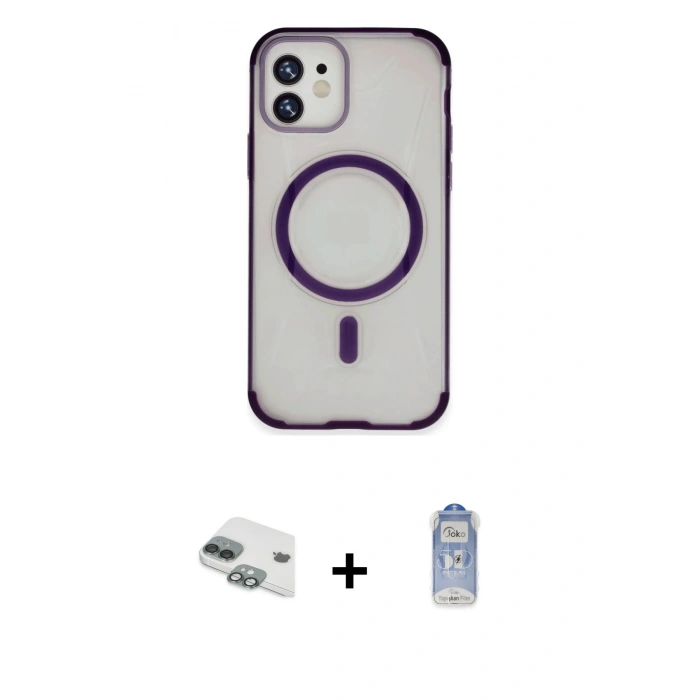 MARSİLYAN™- iPhone 11 Kılıf Eksen Klasik Koleksiyonu - Siyah Joko Magic 5D Cam + Pers Alüminyum Kamera Lens - YL