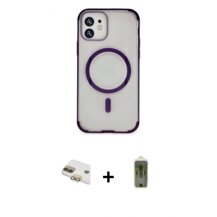 MARSİLYAN™- iPhone 11 Kılıf Eksen Klasik Koleksiyonu - Siyah Joko Magic 5D Hayalet Cam + Pers Alüminyum Kamera Lens - GD