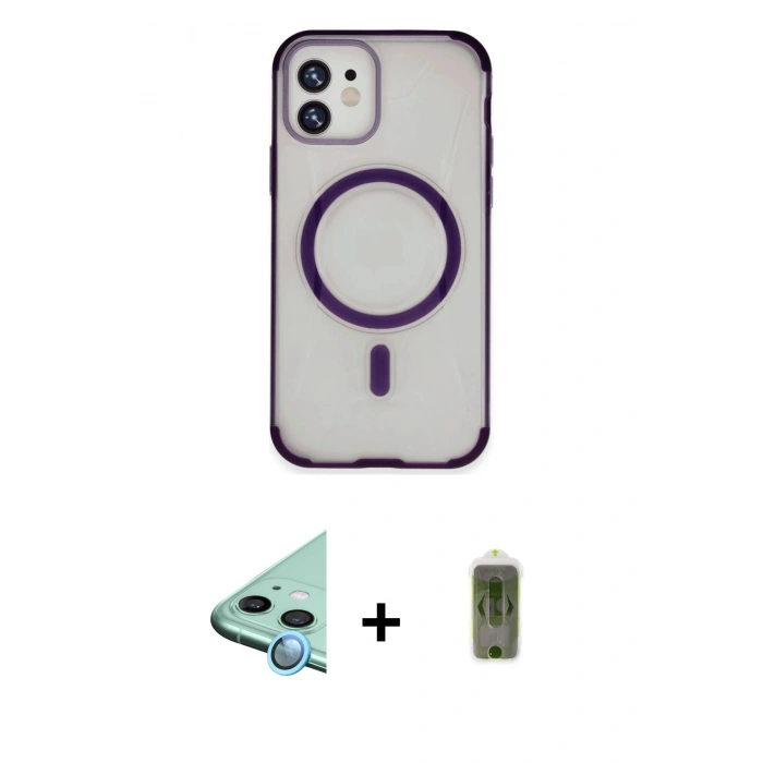 MARSİLYAN™- iPhone 11 Kılıf Eksen Klasik Koleksiyonu - Siyah Joko Magic 5D Hayalet Cam + Raze Metal Kamera Lens - MI