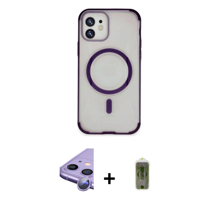 MARSİLYAN™- iPhone 11 Kılıf Eksen Klasik Koleksiyonu - Siyah Joko Magic 5D Hayalet Cam + Raze Metal Kamera Lens - MR
