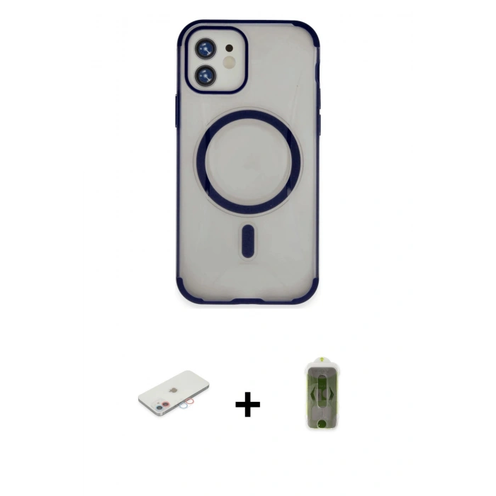 MARSİLYAN™- iPhone 11 Kılıf Eksen Klasik Koleksiyonu - Siyah Joko Magic 5D Hayalet Cam + Renkli Kamera Lens Koruma Cam - PE