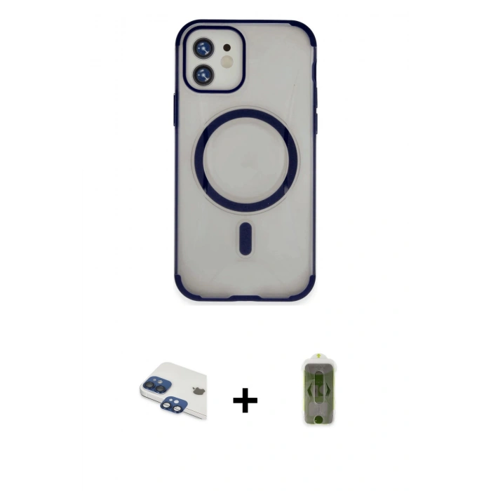 MARSİLYAN™- iPhone 11 Kılıf Eksen Klasik Koleksiyonu - Siyah Joko Magic 5D Hayalet Cam + Pers Alüminyum Kamera Lens - LT
