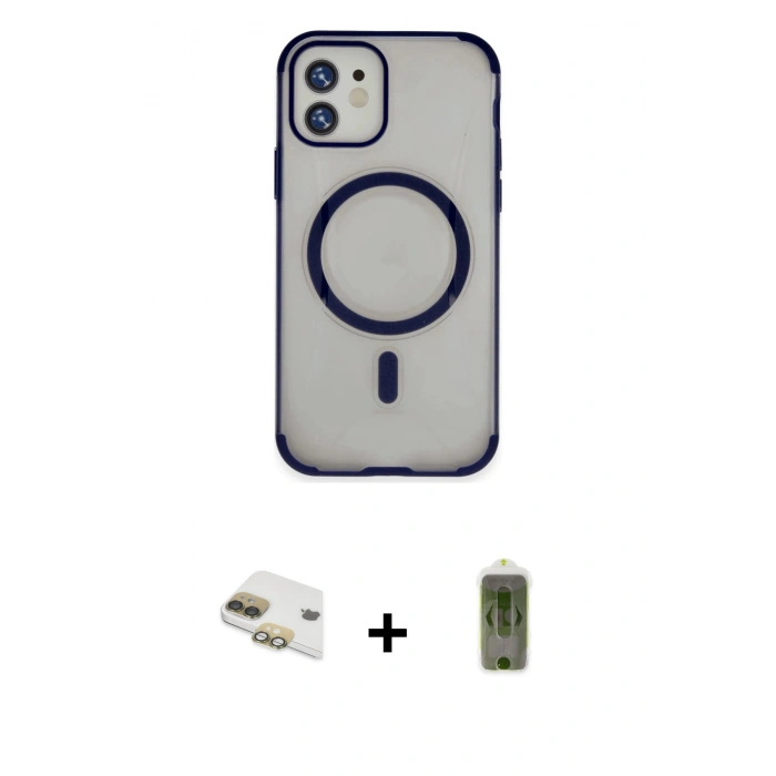 MARSİLYAN™- iPhone 11 Kılıf Eksen Klasik Koleksiyonu - Siyah Joko Magic 5D Hayalet Cam + Pers Alüminyum Kamera Lens - GD