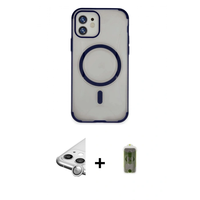 MARSİLYAN™- iPhone 11 Kılıf Eksen Klasik Koleksiyonu - Siyah Joko Magic 5D Hayalet Cam + Raze Metal Kamera Lens - GS