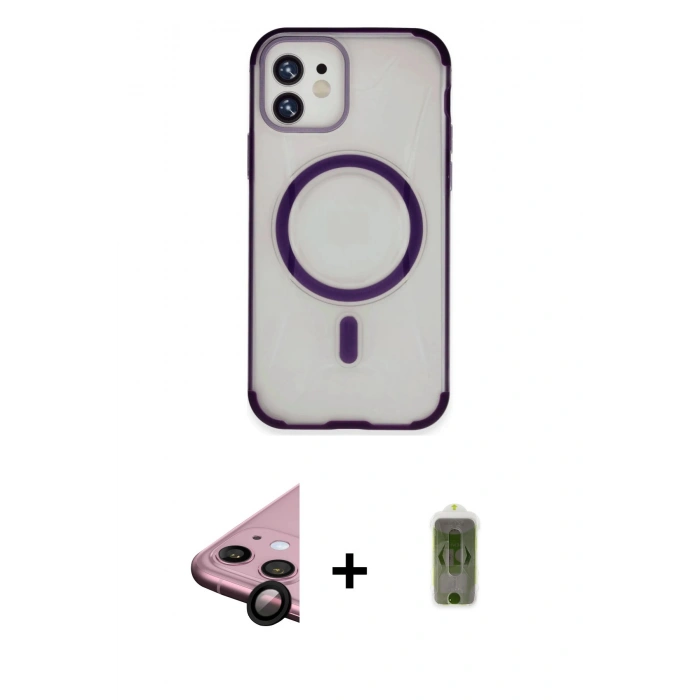 MARSİLYAN™- iPhone 11 Kılıf Eksen Klasik Koleksiyonu - Siyah Joko Magic 5D Hayalet Cam + Raze Metal Kamera Lens - SH