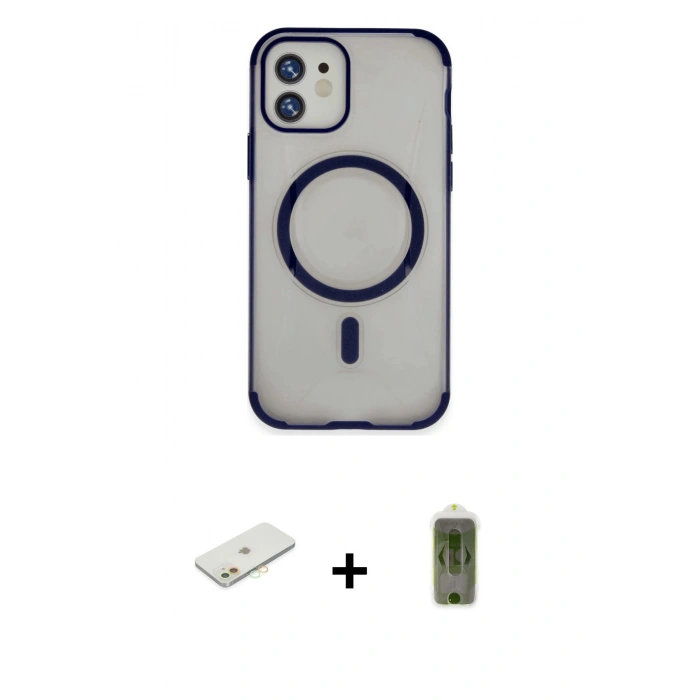 MARSİLYAN™- iPhone 11 Kılıf Eksen Klasik Koleksiyonu - Siyah Joko Magic 5D Hayalet Cam + Renkli Kamera Lens Koruma Cam - TU