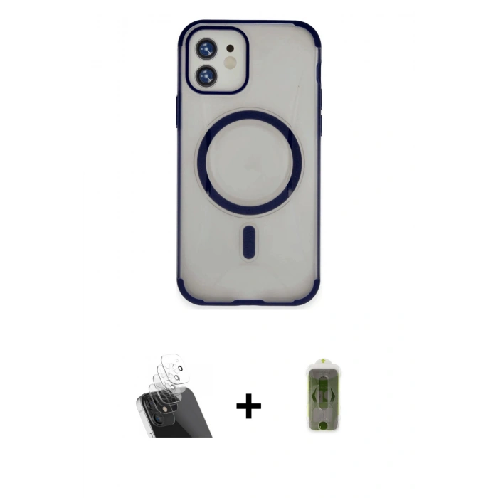 MARSİLYAN™- iPhone 11 Kılıf Eksen Klasik Koleksiyonu - Siyah Joko Magic 5D Hayalet Cam + Kamera Lens Koruma Cam - SF