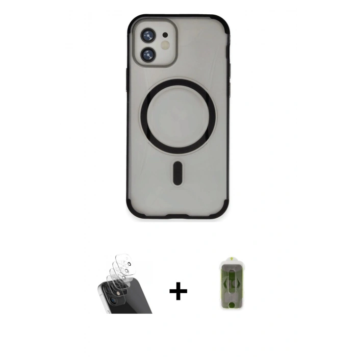 MARSİLYAN™- iPhone 11 Kılıf Eksen Klasik Koleksiyonu - Siyah Joko Magic 5D Hayalet Cam + Kamera Lens Koruma Cam - SF