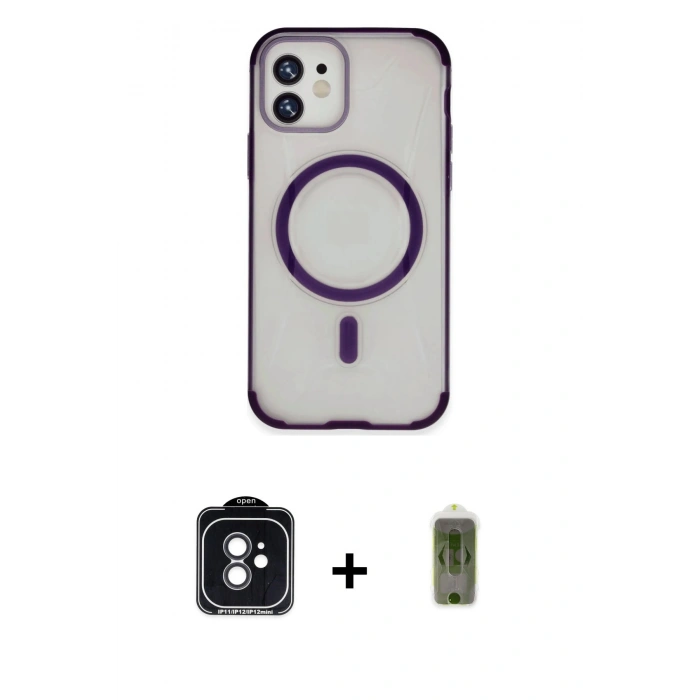 MARSİLYAN™- iPhone 11 Kılıf Eksen Klasik Koleksiyonu - Siyah Joko Magic 5D Hayalet Cam + PVD Metal Kamera Lens - SH