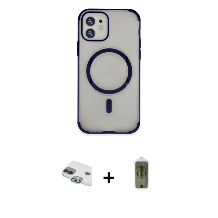 MARSİLYAN™- iPhone 11 Kılıf Eksen Klasik Koleksiyonu - Siyah Joko Magic 5D Hayalet Cam + Pers Alüminyum Kamera Lens - YL