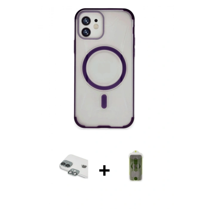 MARSİLYAN™- iPhone 11 Kılıf Eksen Klasik Koleksiyonu - Siyah Joko Magic 5D Hayalet Cam + Pers Alüminyum Kamera Lens - YL