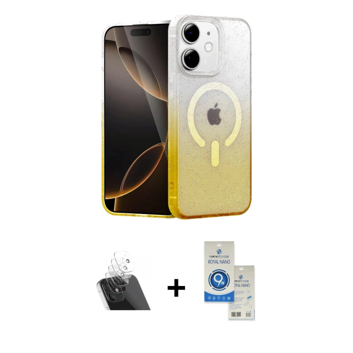 MARSİLYAN™- iPhone 11 Kılıf Eksen Minimal Özel Seri - Şeffaf Royal Nano Ekran Koruyucu + Kamera Lens Koruma Cam - SF