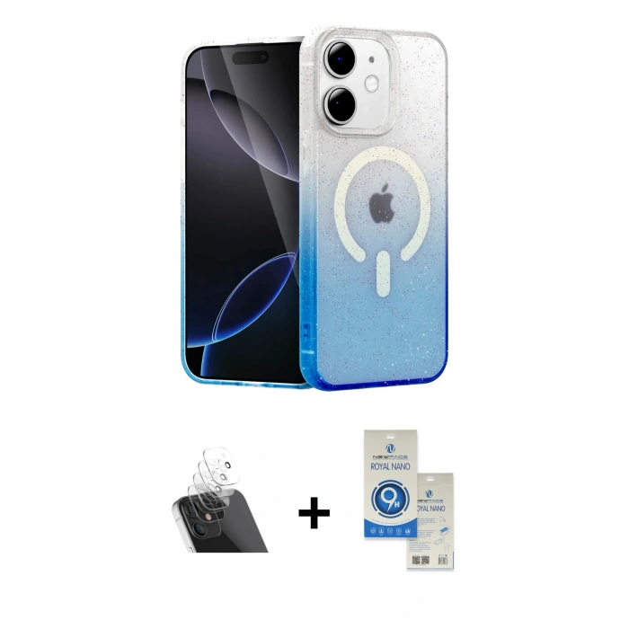MARSİLYAN™- iPhone 11 Kılıf Eksen Minimal Özel Seri - Şeffaf Royal Nano Ekran Koruyucu + Kamera Lens Koruma Cam - SF