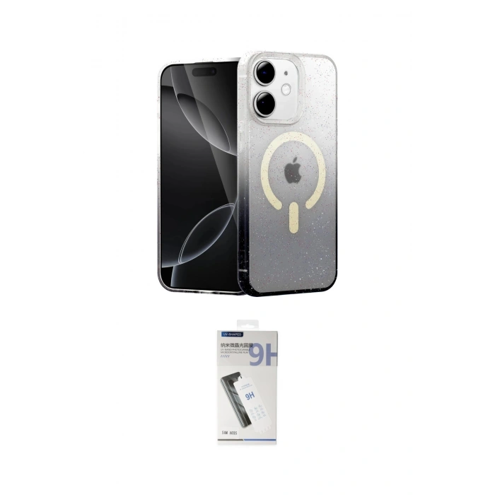 MARSİLYAN™- iPhone 11 Kılıf Eksen Minimal Özel Seri - Şeffaf Uv Polymer Nano Ekran Koruyucu