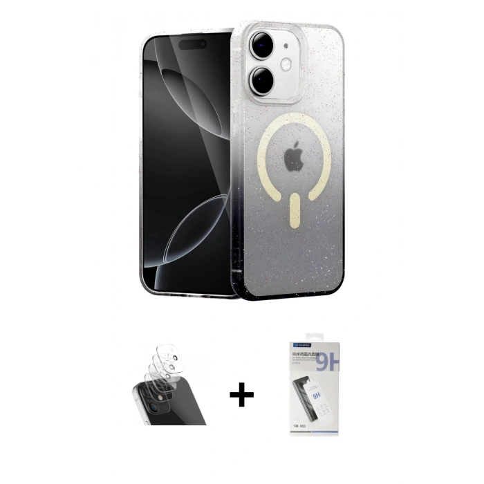 MARSİLYAN™- iPhone 11 Kılıf Eksen Minimal Özel Seri - Şeffaf Uv Polymer Nano Ekran Koruyucu + Kamera Lens Koruma Cam - SF