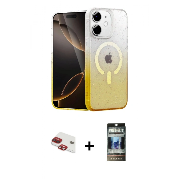 MARSİLYAN™- iPhone 11 Kılıf Eksen Minimal Özel Seri - Siyah 34D Hayalet Izgaralı Cam + Kırmızı Pers Alüminyum Kamera Lens