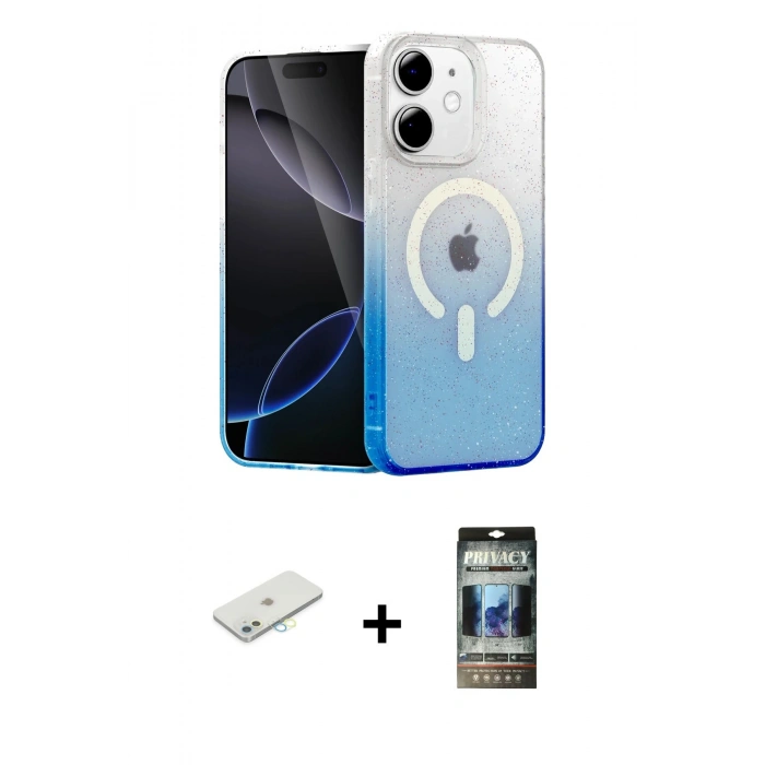 MARSİLYAN™- iPhone 11 Kılıf Eksen Minimal Özel Seri - Siyah 34D Hayalet Izgaralı Cam + Renkli Kamera Lens Koruma Cam - SI