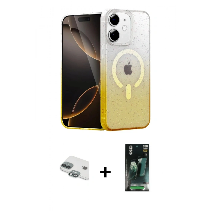 MARSİLYAN™- iPhone 11 Kılıf Eksen Minimal Özel Seri - Siyah 360 Mat Full Body Arka Koruyucu + Yeşil Pers Alüminyum Kamera Lens