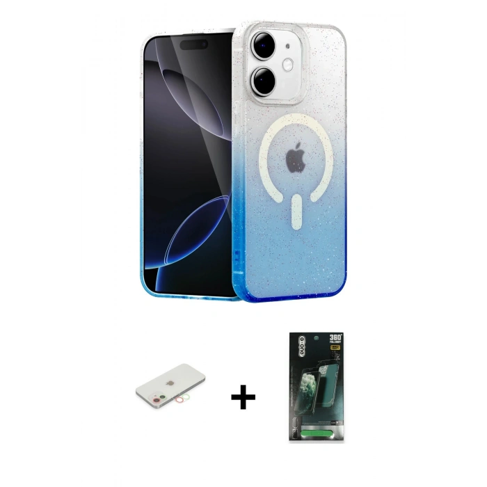 MARSİLYAN™- iPhone 11 Kılıf Eksen Minimal Özel Seri - Siyah 360 Mat Full Body Arka Koruyucu + Renkli Kamera Lens Koruma Cam - YL