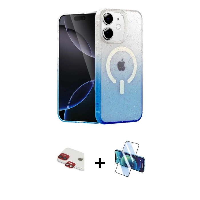 MARSİLYAN™- iPhone 11 Kılıf Eksen Minimal Özel Seri - Siyah 3D Antistatik Cam Ekran Koruyucu + Pers Alüminyum Kamera Lens - KI