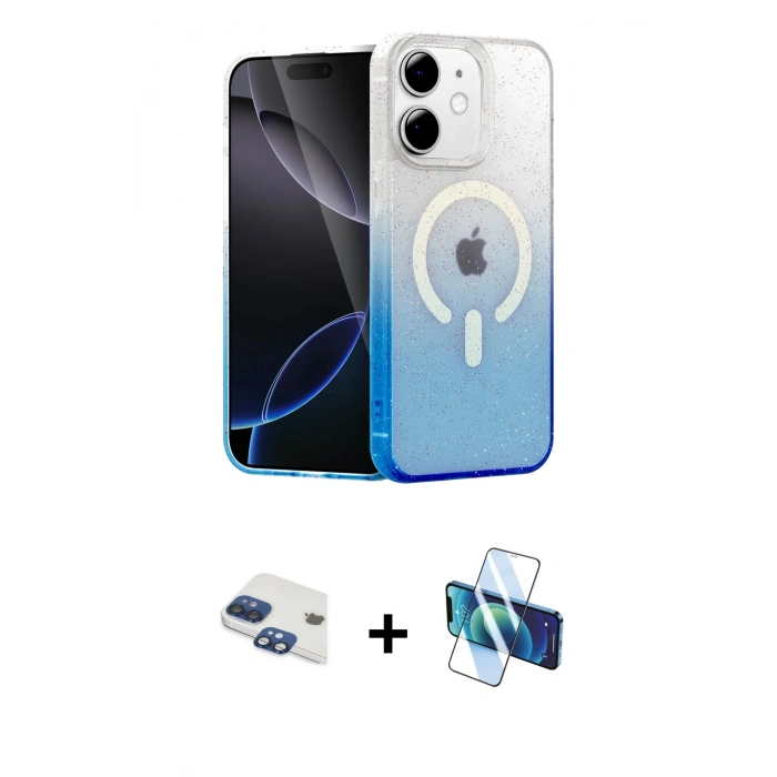 MARSİLYAN™- iPhone 11 Kılıf Eksen Minimal Özel Seri - Siyah 3D Antistatik Cam Ekran Koruyucu + Pers Alüminyum Kamera Lens - LT