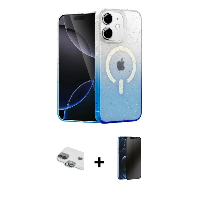 MARSİLYAN™- iPhone 11 Kılıf Eksen Minimal Özel Seri - Siyah 3D Antistatik Hayalet Cam Ekran Koruyucu + Pers Alüminyum Kamera Lens - YL