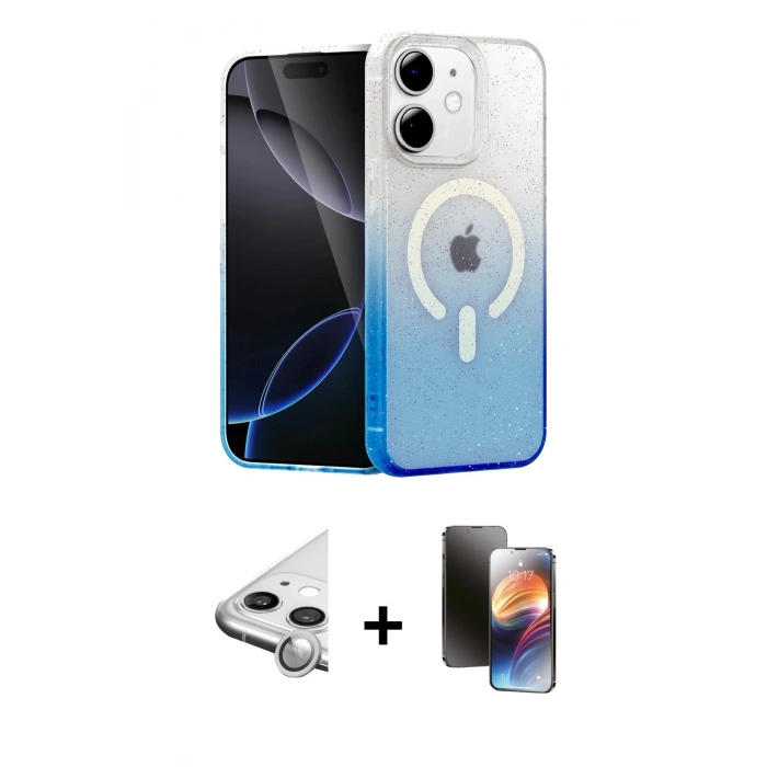 MARSİLYAN™- iPhone 11 Kılıf Eksen Minimal Özel Seri - Siyah 3D Antistatik Mat Seramik Nano Ekran Koruyucu + Raze Metal Kamera Lens - GS
