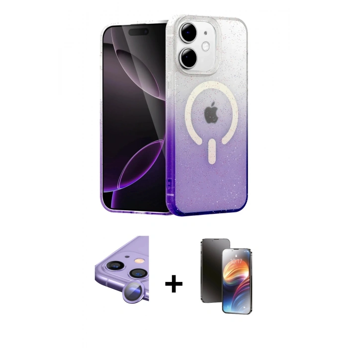 MARSİLYAN™- iPhone 11 Kılıf Eksen Minimal Özel Seri - Siyah 3D Antistatik Mat Seramik Nano Ekran Koruyucu + Raze Metal Kamera Lens - MR