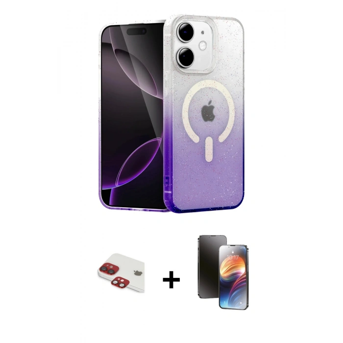 MARSİLYAN™- iPhone 11 Kılıf Eksen Minimal Özel Seri - Siyah 3D Antistatik Mat Seramik Nano Ekran Koruyucu + Pers Alüminyum Kamera Lens - KI