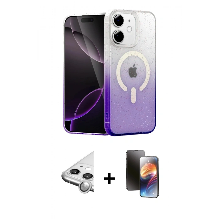 MARSİLYAN™- iPhone 11 Kılıf Eksen Minimal Özel Seri - Siyah 3D Antistatik Mat Seramik Nano Ekran Koruyucu + Raze Metal Kamera Lens - GS