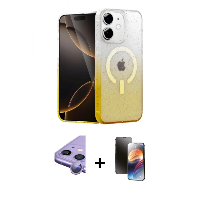 MARSİLYAN™- iPhone 11 Kılıf Eksen Minimal Özel Seri - Siyah 3D Antistatik Mat Seramik Nano Ekran Koruyucu + Raze Metal Kamera Lens - MR