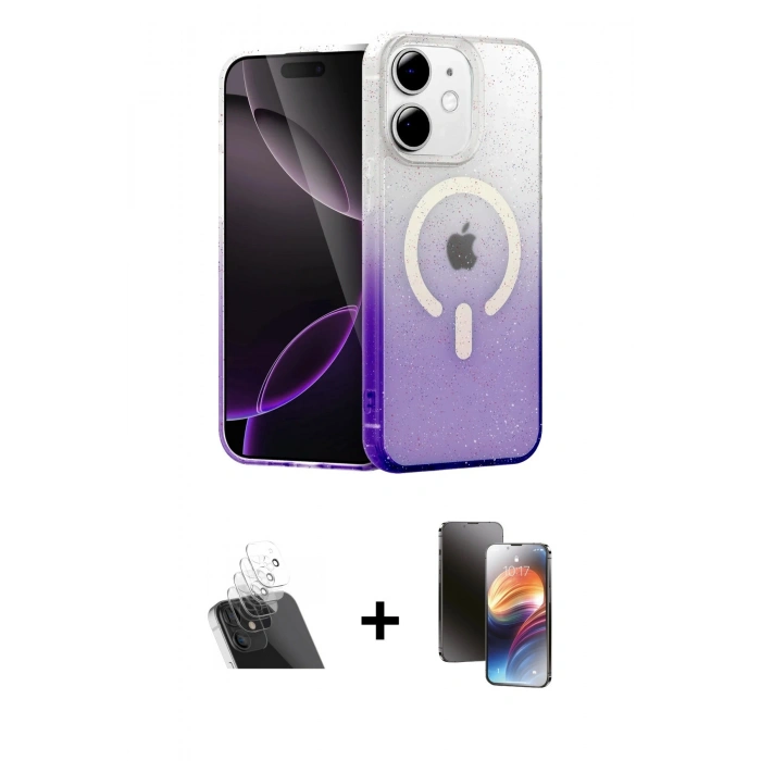 MARSİLYAN™- iPhone 11 Kılıf Eksen Minimal Özel Seri - Siyah 3D Antistatik Mat Seramik Nano Ekran Koruyucu + Şeffaf Kamera Lens Koruma Cam