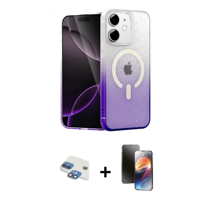 MARSİLYAN™- iPhone 11 Kılıf Eksen Minimal Özel Seri - Siyah 3D Antistatik Mat Seramik Nano Ekran Koruyucu + Pers Alüminyum Kamera Lens - GI