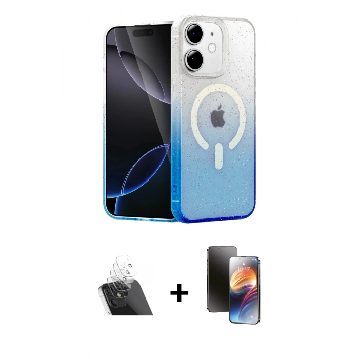 MARSİLYAN™- iPhone 11 Kılıf Eksen Minimal Özel Seri - Siyah 3D Antistatik Mat Seramik Nano Ekran Koruyucu + Şeffaf Kamera Lens Koruma Cam