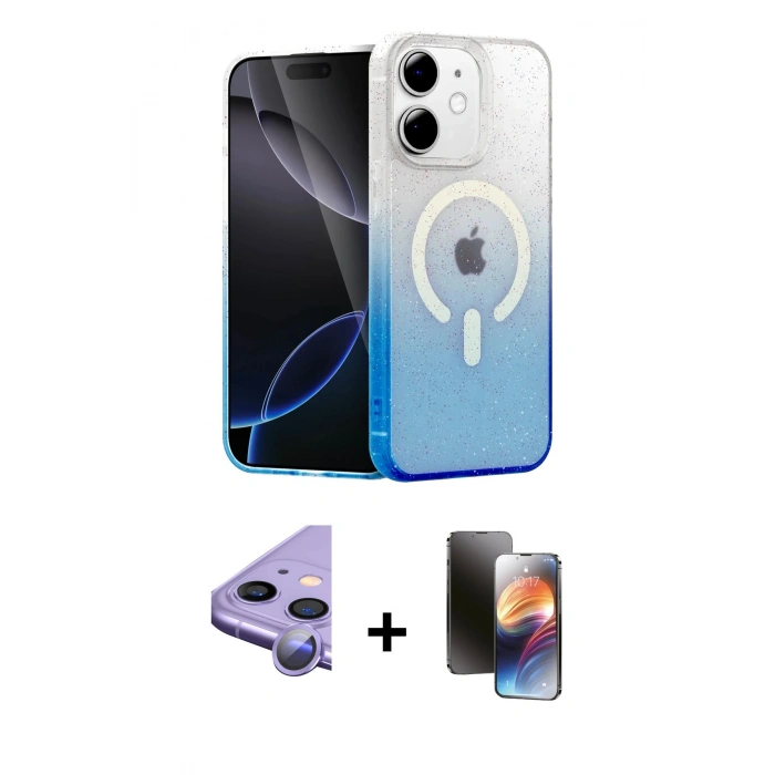 MARSİLYAN™- iPhone 11 Kılıf Eksen Minimal Özel Seri - Siyah 3D Antistatik Mat Seramik Nano Ekran Koruyucu + Raze Metal Kamera Lens - MR