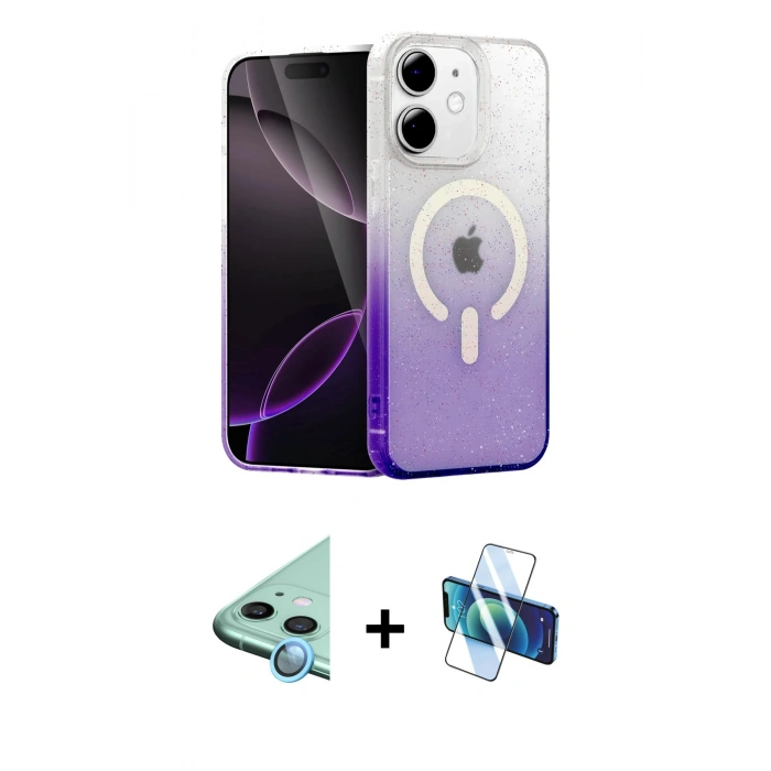 MARSİLYAN™- iPhone 11 Kılıf Eksen Minimal Özel Seri - Siyah 3D Antistatik Seramik Nano Ekran Koruyucu + Raze Metal Kamera Lens - MI