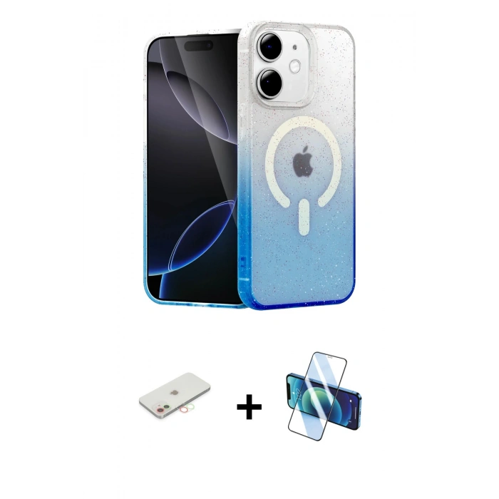 MARSİLYAN™- iPhone 11 Kılıf Eksen Minimal Özel Seri - Siyah 3D Antistatik Seramik Nano Ekran Koruyucu + Renkli Kamera Lens Koruma Cam - YL
