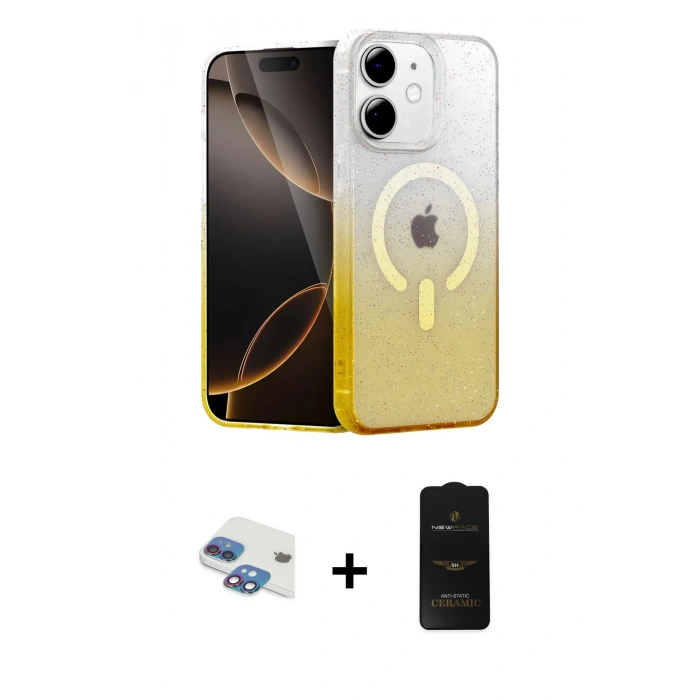 MARSİLYAN™- iPhone 11 Kılıf Eksen Minimal Özel Seri - Siyah 6D Antistatik Mat Seramik Hayalet Nano Ekran Koruyucu + Pers Alüminyum Kamera Lens - GI