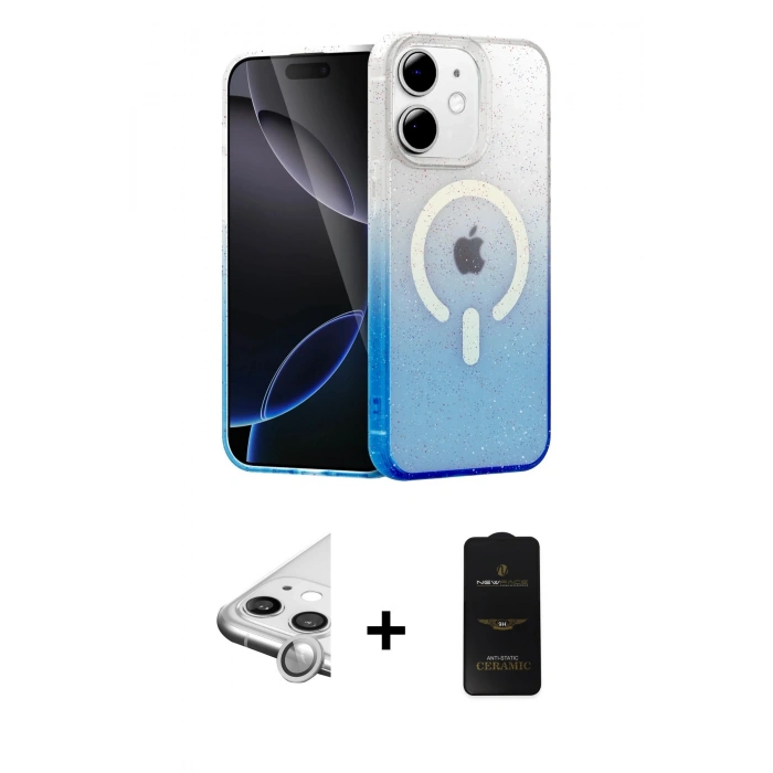 MARSİLYAN™- iPhone 11 Kılıf Eksen Minimal Özel Seri - Siyah 6D Antistatik Mat Seramik Hayalet Nano Ekran Koruyucu + Raze Metal Kamera Lens - GS