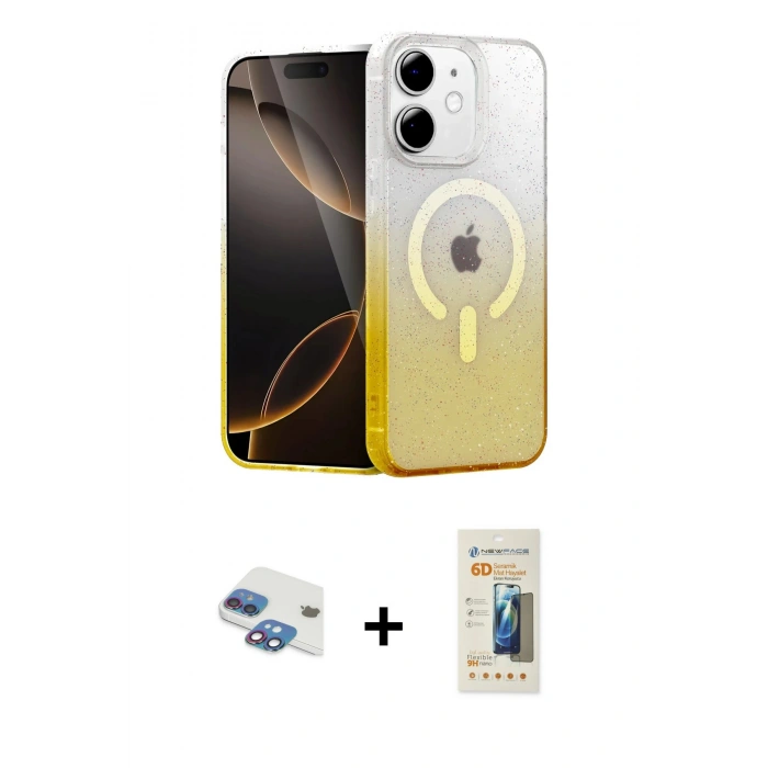 MARSİLYAN™- iPhone 11 Kılıf Eksen Minimal Özel Seri - Siyah 6D Mat Seramik Hayalet Nano Ekran Koruyucu + Pers Alüminyum Kamera Lens - GI