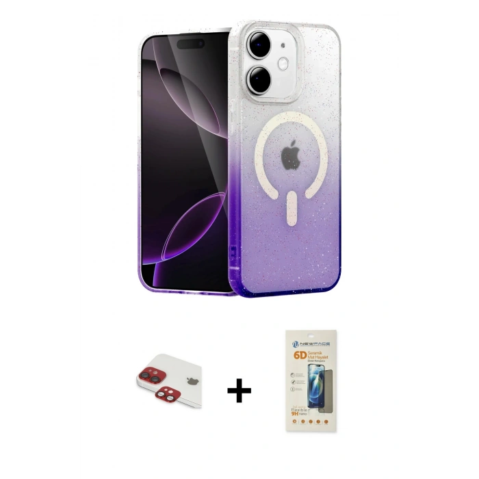 MARSİLYAN™- iPhone 11 Kılıf Eksen Minimal Özel Seri - Siyah 6D Mat Seramik Hayalet Nano Ekran Koruyucu + Pers Alüminyum Kamera Lens - KI