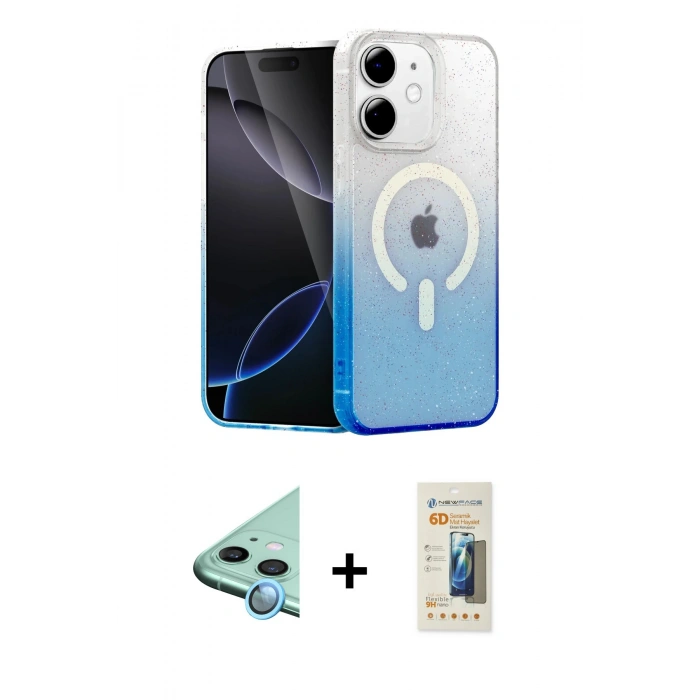 MARSİLYAN™- iPhone 11 Kılıf Eksen Minimal Özel Seri - Siyah 6D Mat Seramik Hayalet Nano Ekran Koruyucu + Raze Metal Kamera Lens - MI